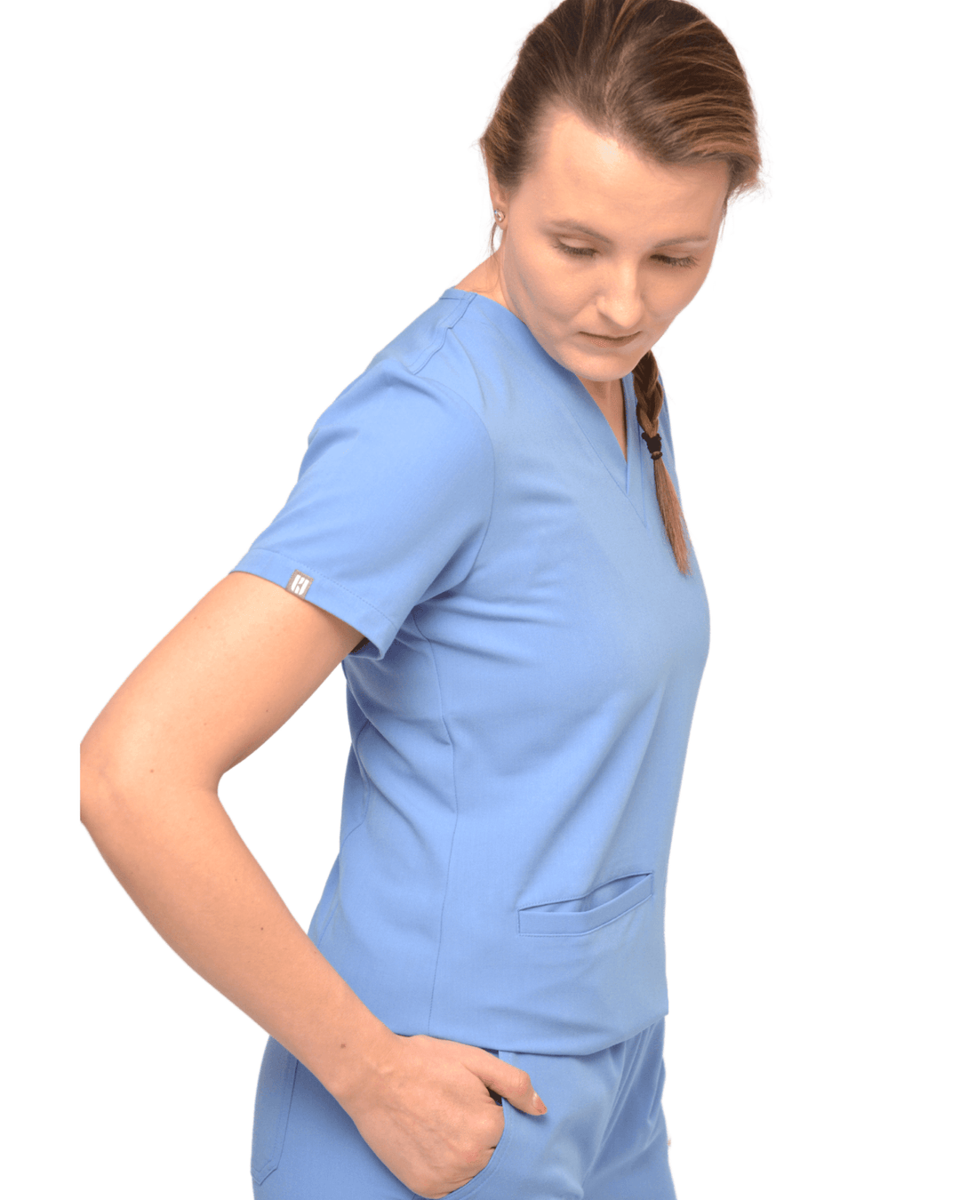 Kiran 3 Pocket Scrub Top Celeste Blue