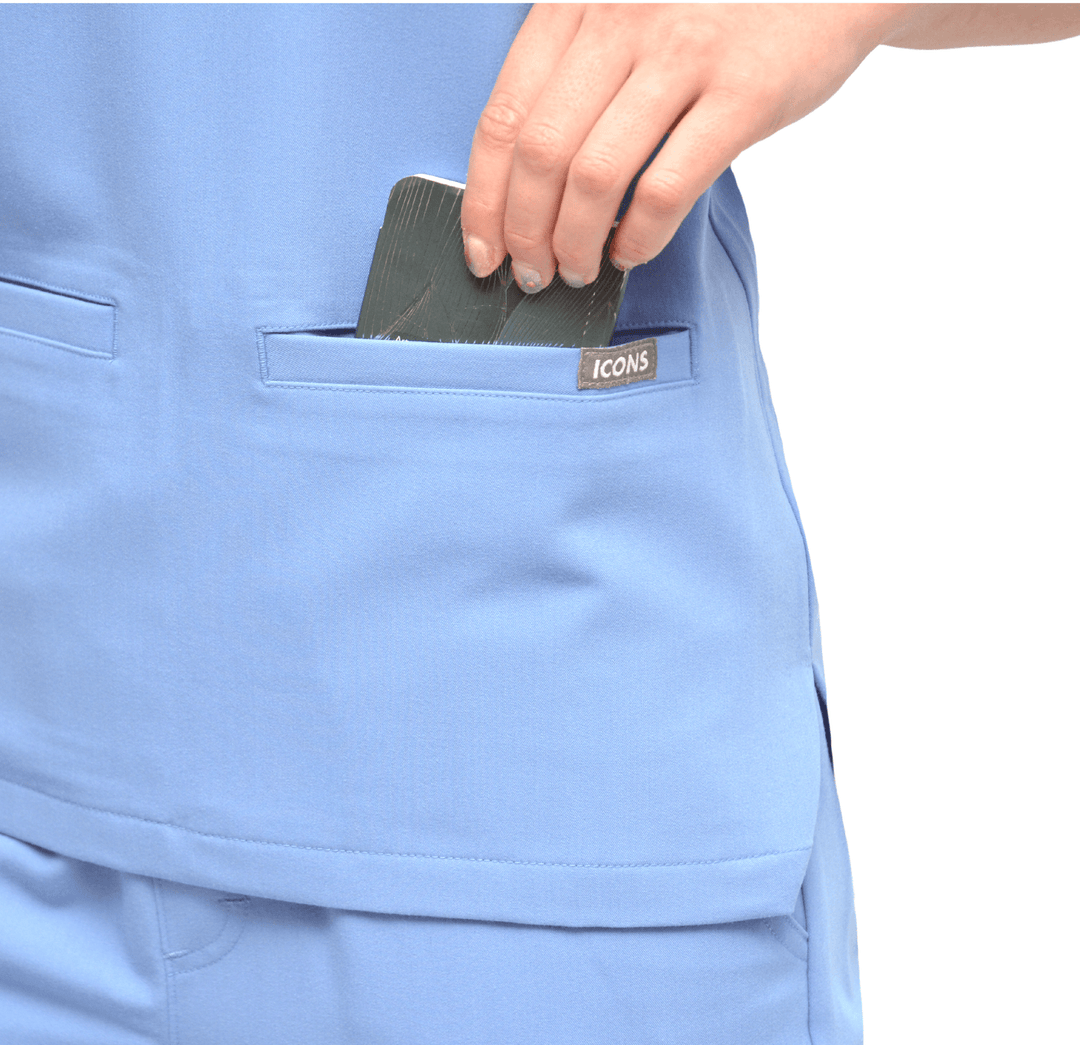 Kiran 3 Pocket Scrub Top Celeste Blue