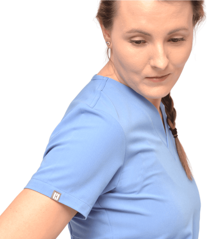 Kiran 3 Pocket Scrub Top Celeste Blue