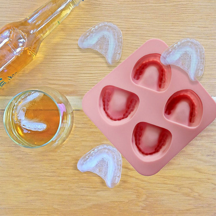 Set of Teeth Denture Shaped Ice Cube Tray Mould - Perfect for dentists and dental professionals to create fun, themed ice cubes for parties and events.