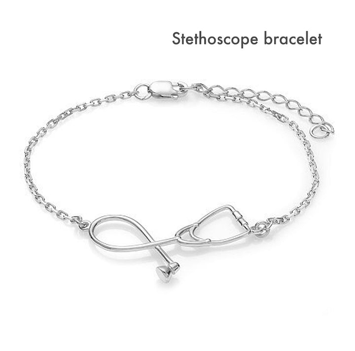 Gift Set For Her - Stethoscope Necklace, Bracelet & Earrings