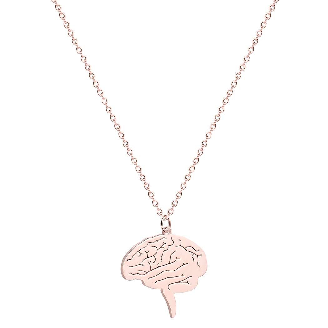 Brain Stem Pendant Necklace - Rose Gold