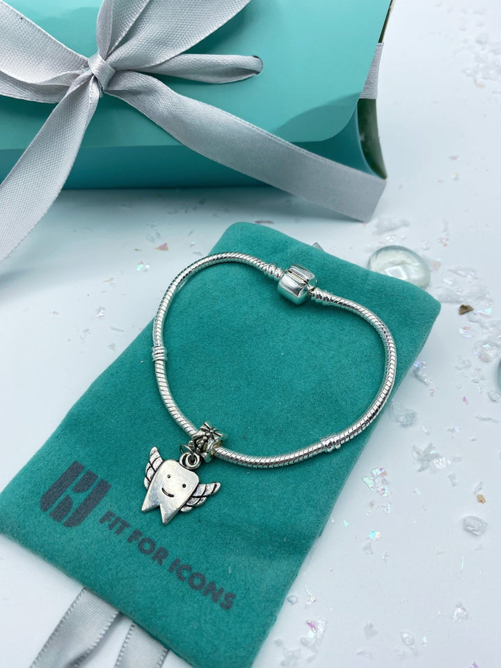 Tooth Fairy necklace, bracelet, and matching earrings set, designed for dental professionals and a perfect way to celebrate children's dental milestones.