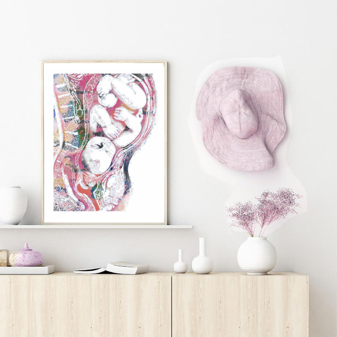 Pregnancy Set of 3 - 100% Cotton Canvas Watercolour Print