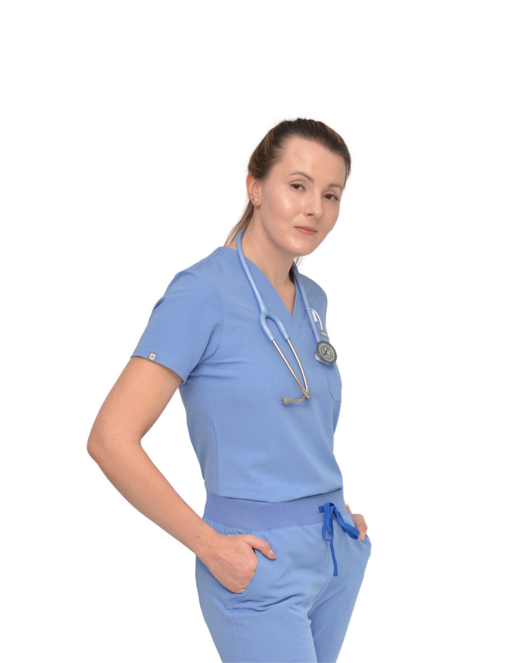 Chanelle Scrub Top Celeste Blue