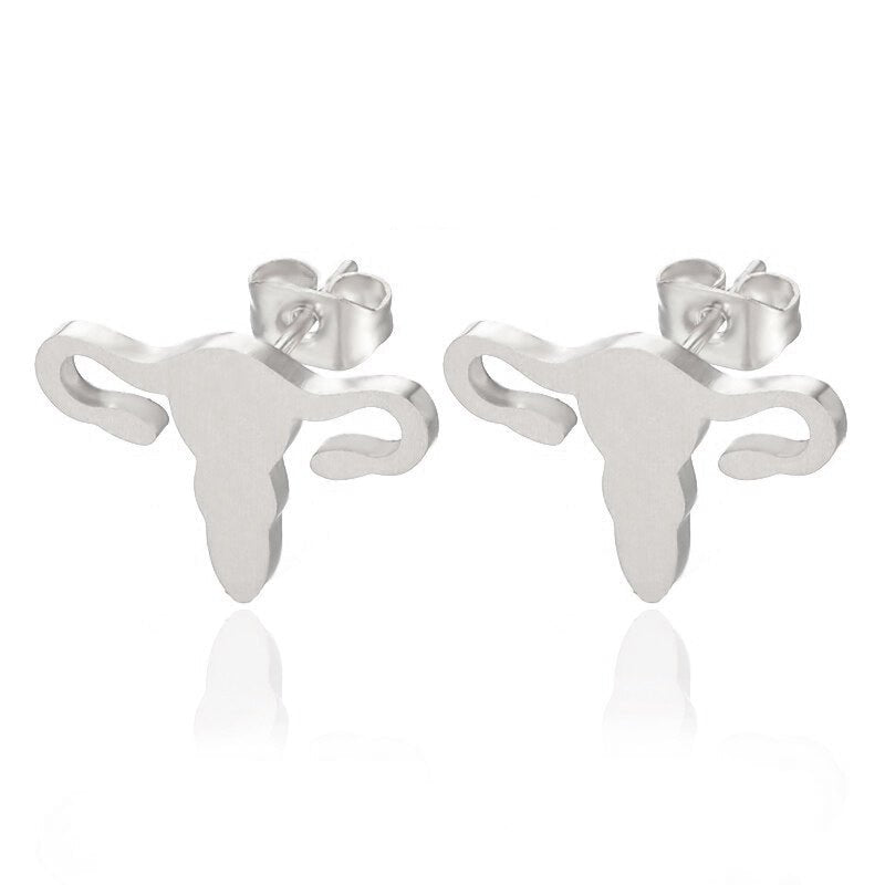 Uterus Diamante Necklace and matching earrings - Silver