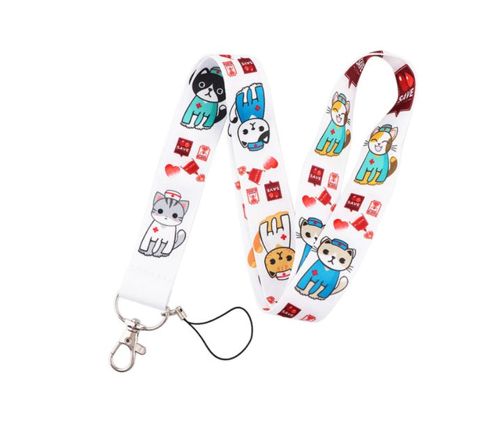 Cats in Scrubs Lanyard & ID Badge Card Holder - White