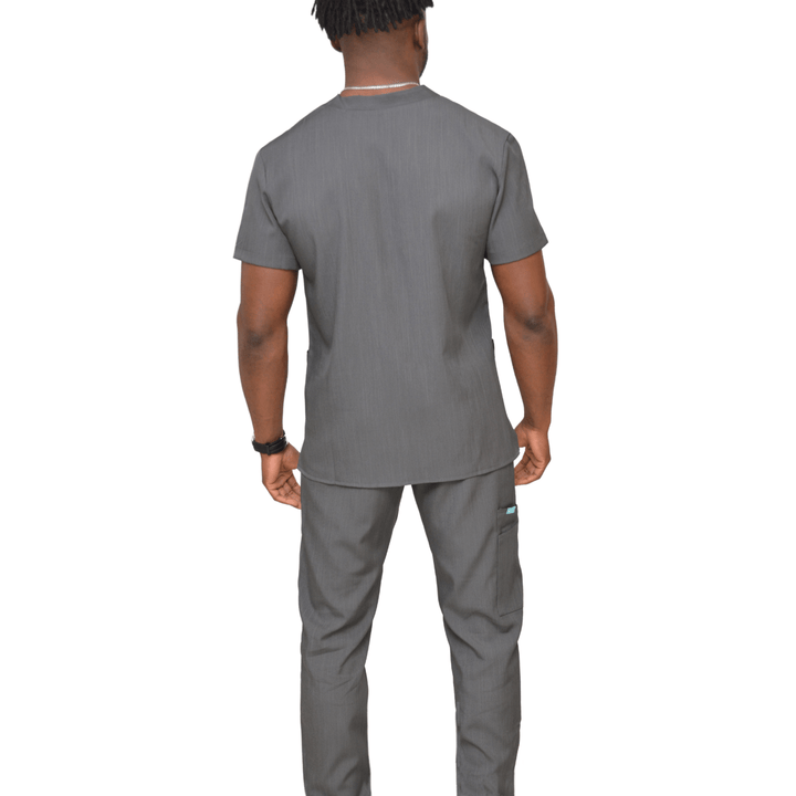 Reuben 4 Pocket Scrub Top Charcoal Grey