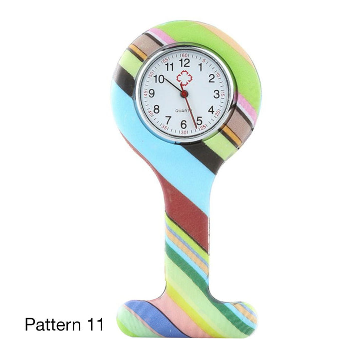 Striped pattern fob watch, a stylish and functional accessory for healthcare professionals, including doctors and nurses, perfect for keeping track of time during shifts.