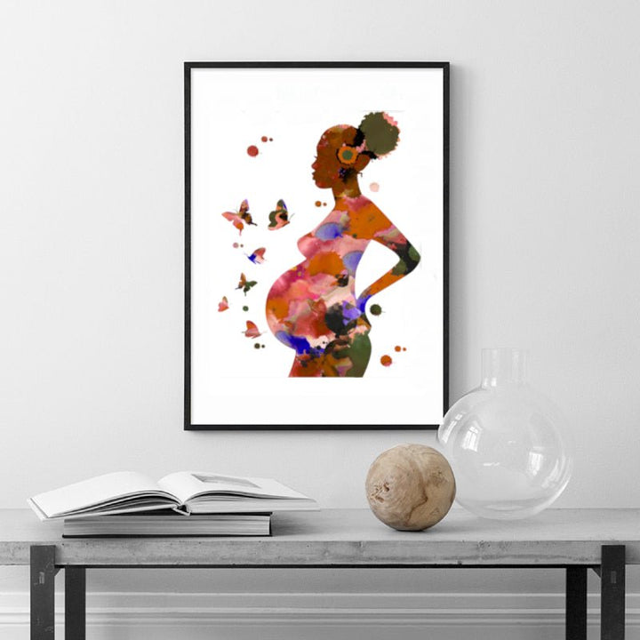 Pregnancy Full Term -Set of 3. 100% Cotton Canvas Watercolour Print