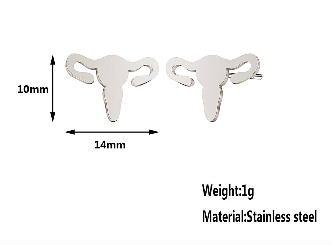 Uterus Stud Earrings Silver