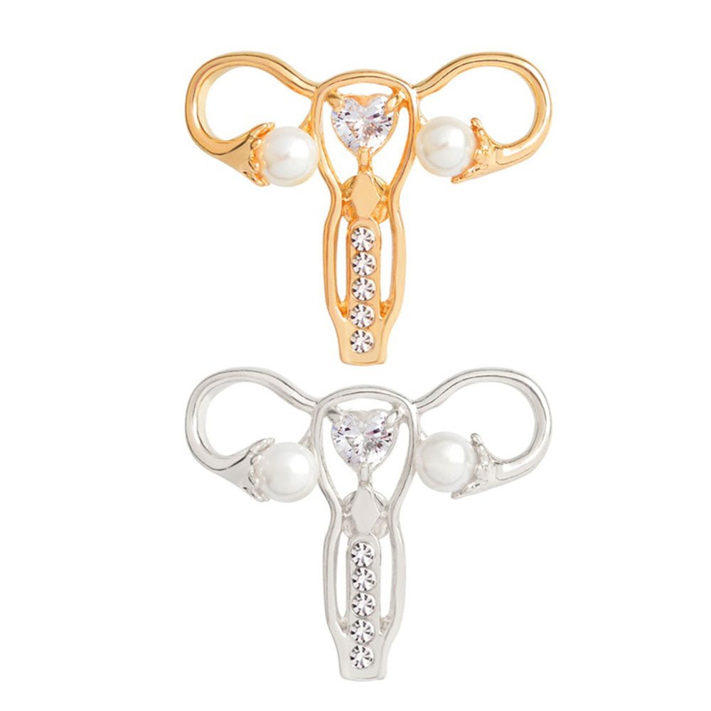 Uterus Diamante Pin Silver