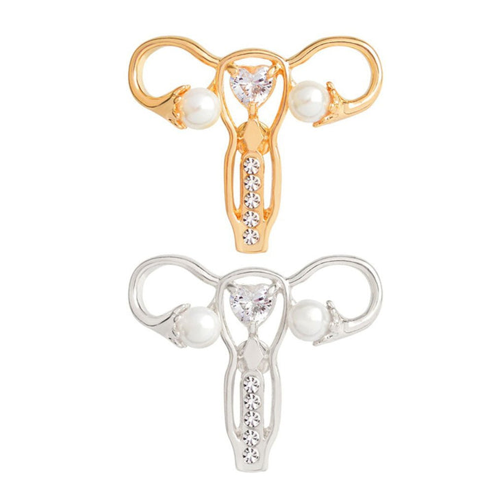 Uterus Diamante Pin Silver