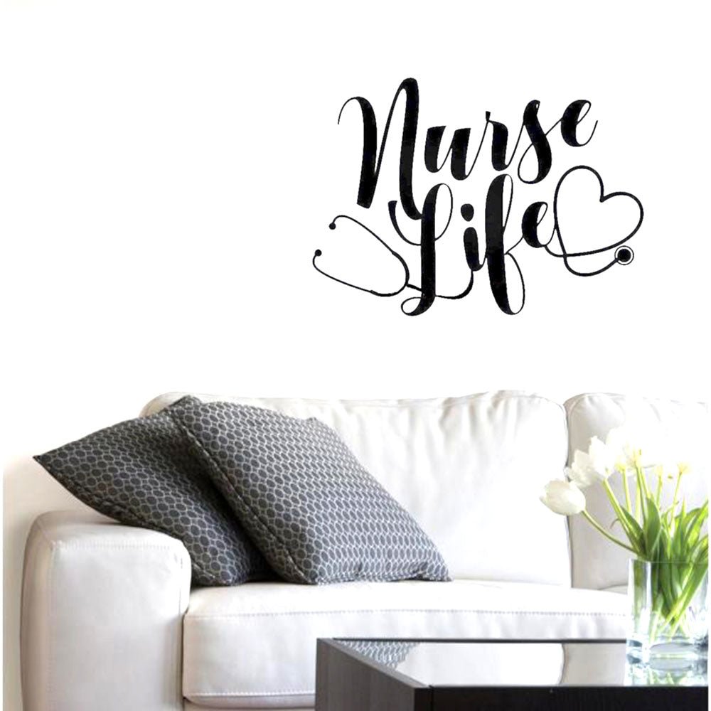 Large Nurse Life wall decal, showcasing a stylish design perfect for decorating the workspace of healthcare professionals.