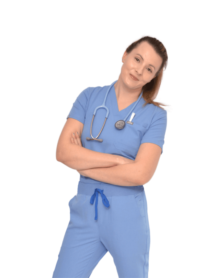 Chanelle Scrub Top Celeste Blue