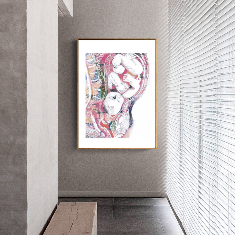 Pregnancy Set of 3 - 100% Cotton Canvas Watercolour Print