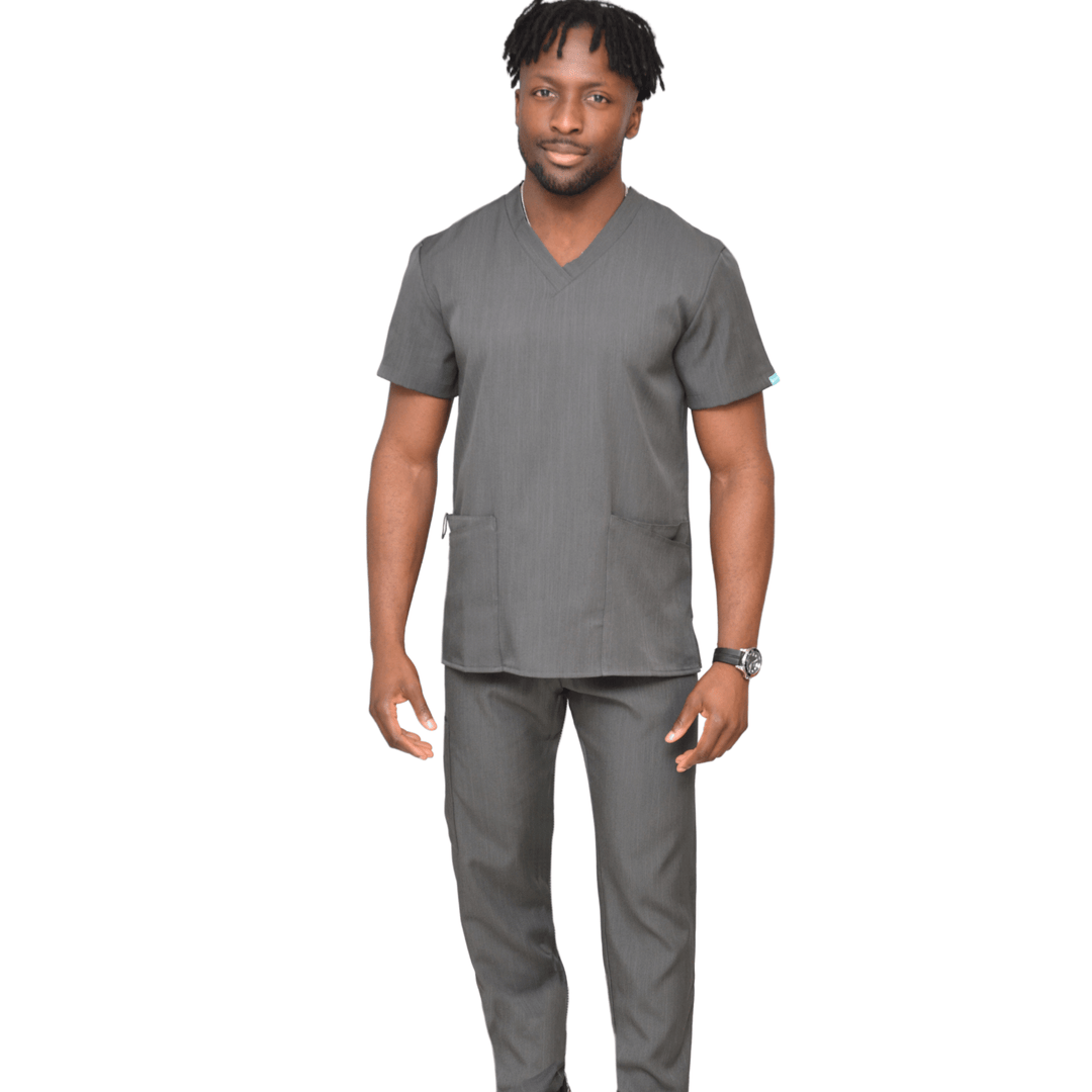 Reuben 4 Pocket Scrub Top Charcoal Grey