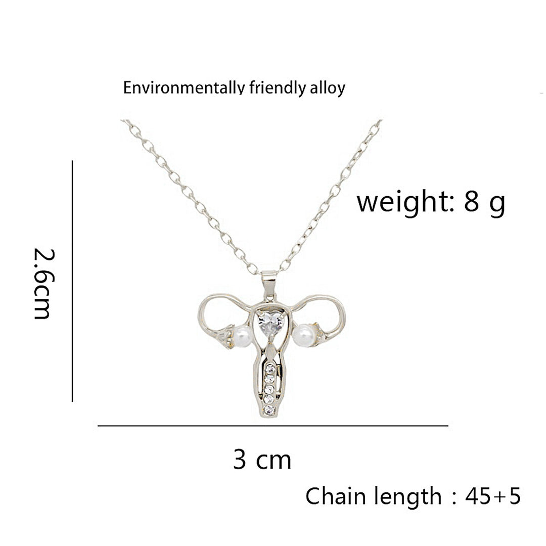 Uterus Diamante Necklace and matching earrings - Silver