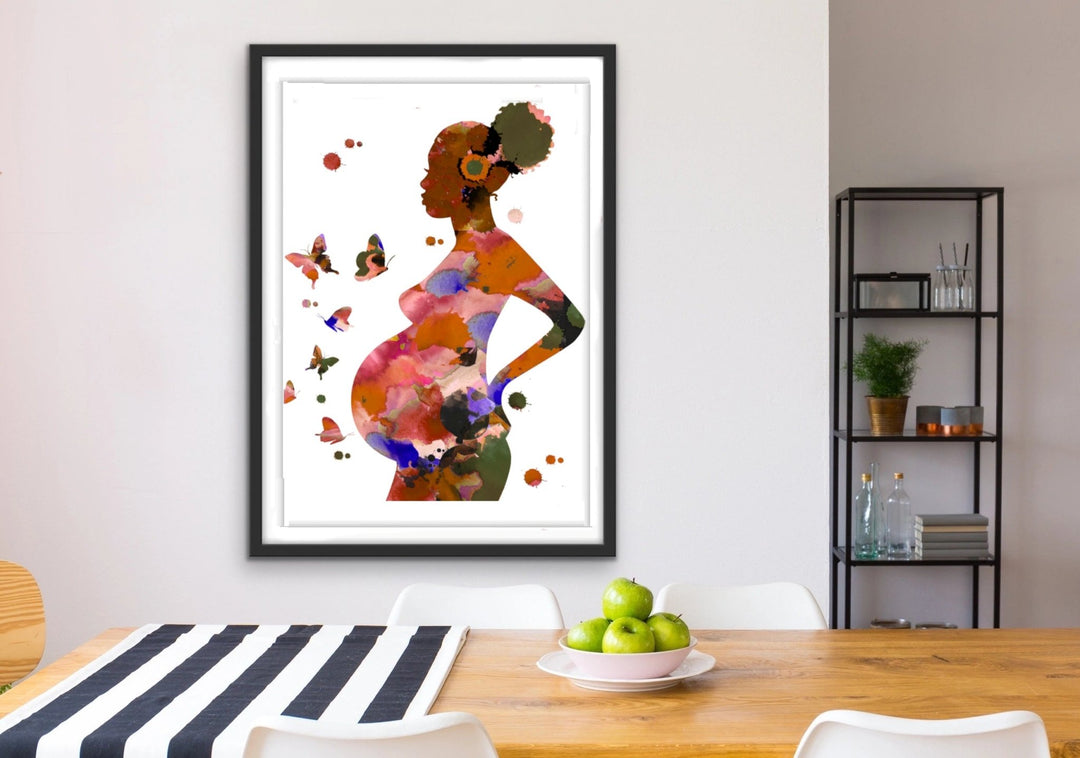 Pregnancy Full Term -Set of 3. 100% Cotton Canvas Watercolour Print