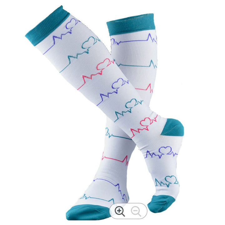 Lightweight Everyday Compression Socks Teal/White ECG