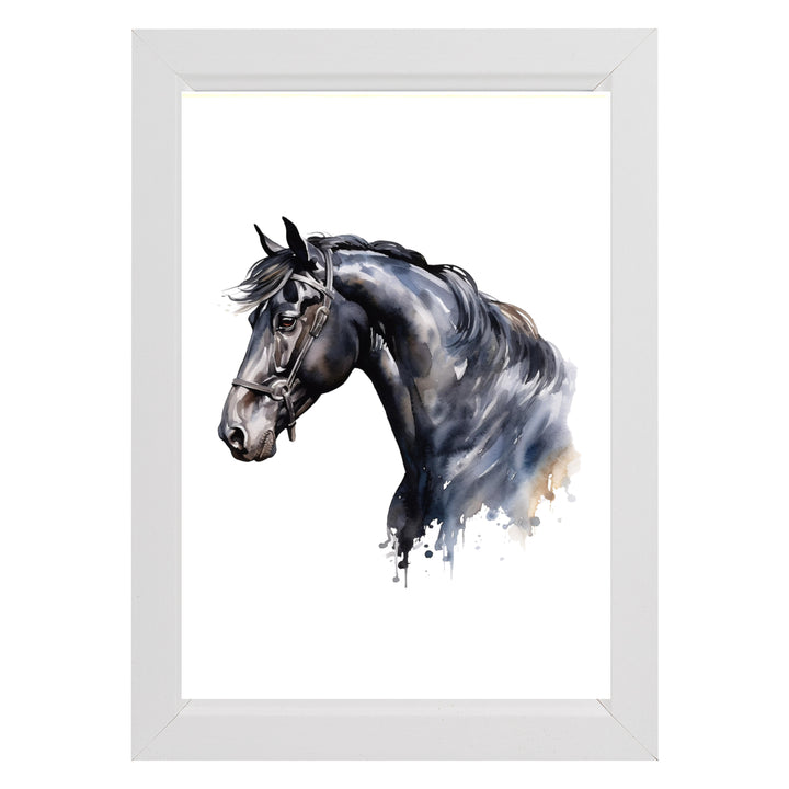 Watercolour Horse Breeds Framed Print showcasing various horse breeds in a beautiful artistic design.