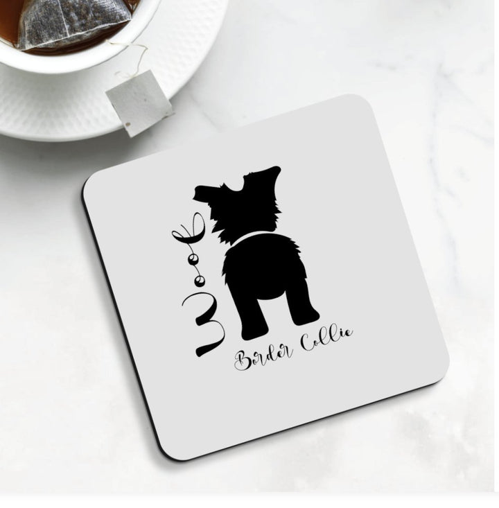 Set of 4 Dog Breeds Coasters showcasing colorful and playful illustrations of various dog breeds, perfect for adding a touch of personality to your home decor