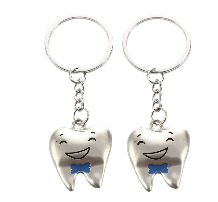 Smiley Tooth Blue Bow Tie  Keyring