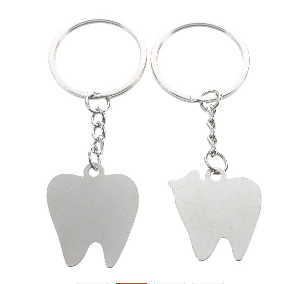 Smiley Tooth Blue Bow Tie  Keyring