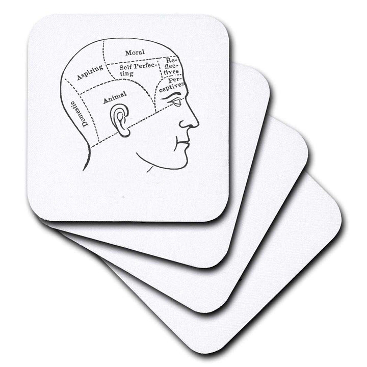 Vintage Brain Emotion Coasters - Set of 4, ideal for health professionals, educators, and social care workers to enhance emotional intelligence discussions.