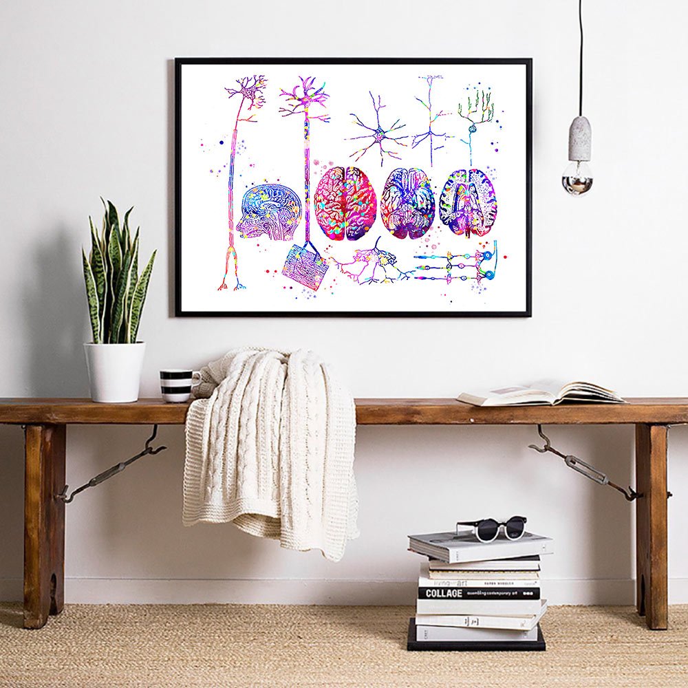 Brain Nervous System 100% Cotton Canvas Watercolour Print