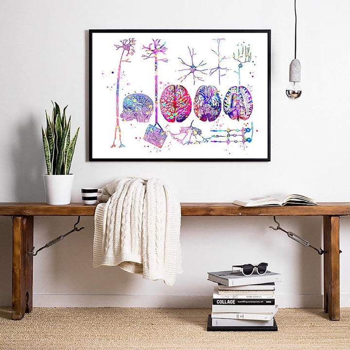 Brain Nervous System 100% Cotton Canvas Watercolour Print