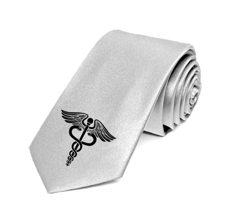 Silk Tie featuring the Caduceus Medical Symbol - A stylish and sophisticated accessory, perfect for medical professionals and healthcare workers, showcasing the classic symbol of medicine.