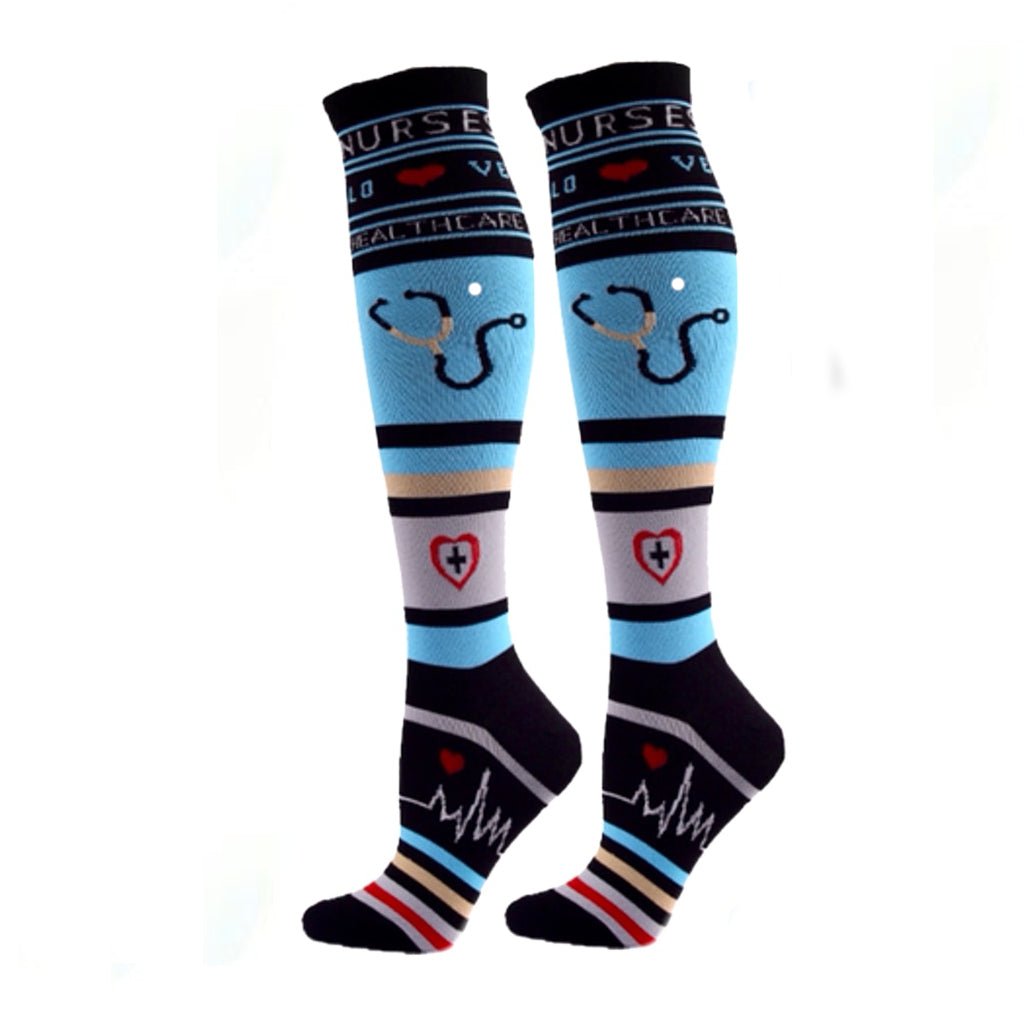 Lightweight everyday nurse compression socks featuring 'Nurse Love' design, providing comfort and support for nursing professionals.