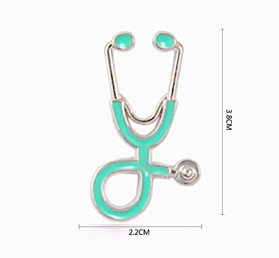 Stethoscope Pin Brooch - Blue Silver