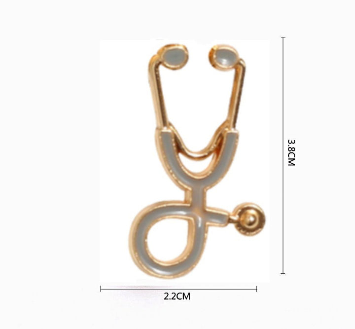 Stethoscope Pin Grey Gold