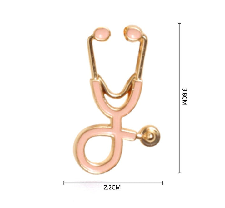 Stethoscope Pin Brooch - Pink Gold