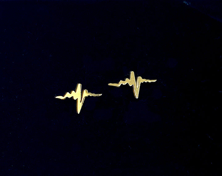 ECG Stud Earrings in Gold - Elegant and meaningful accessories perfect for health professionals, social care workers, and educators.