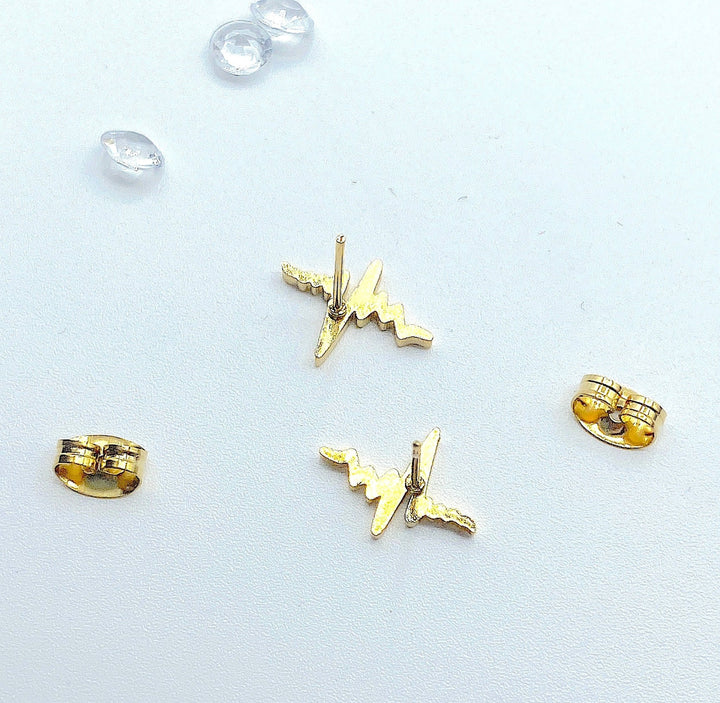 ECG Stud Earrings Gold