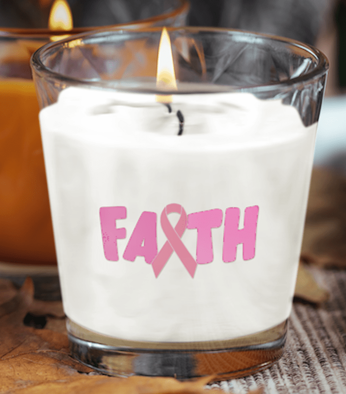 Breast Cancer Faith Hope and Love Scented Pink Ribbon Candles