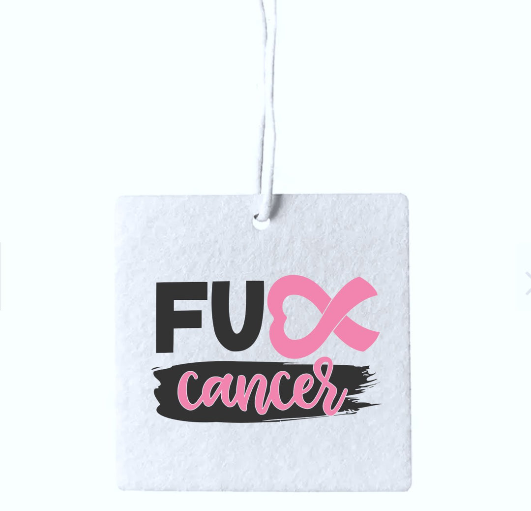 Pack of 3 Breast Cancer Awareness 'FU** Cancer' Air Fresheners - A bold and humorous way to promote awareness while keeping your space fresh, featuring a design that advocates for breast cancer awareness