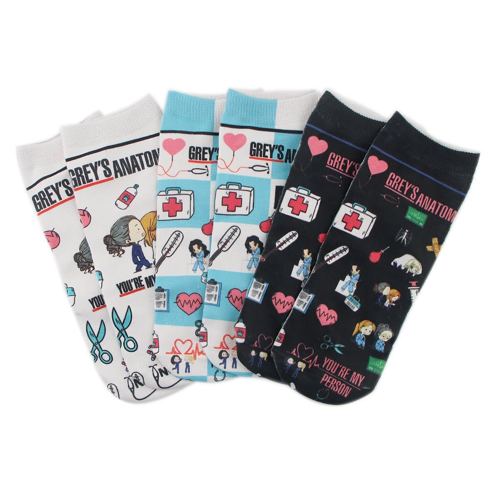 Grey's Anatomy Blue & White Cotton Socks