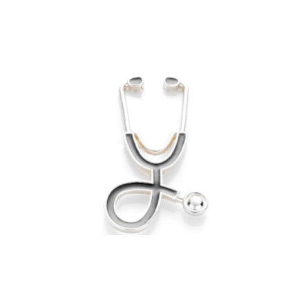 Stethoscope Pin Brooch - Grey Silver