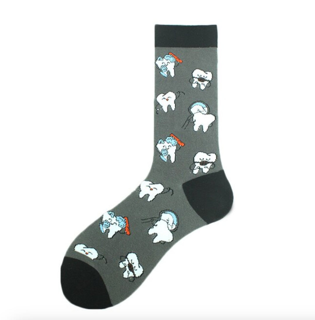 Dentist Ankle Socks for Men, featuring a playful design that celebrates the dental profession. Comfortable and stylish, these socks are perfect for dental professionals and make a fun gift for anyone in the dental field.