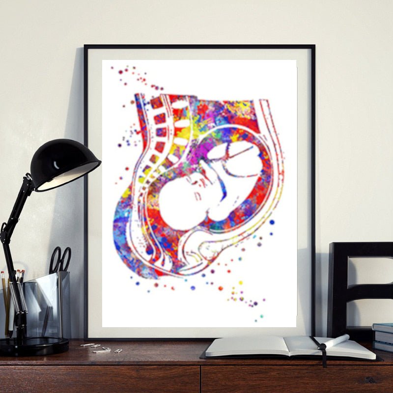 Pregnancy Full Term  100% Cotton Canvas Watercolour Print