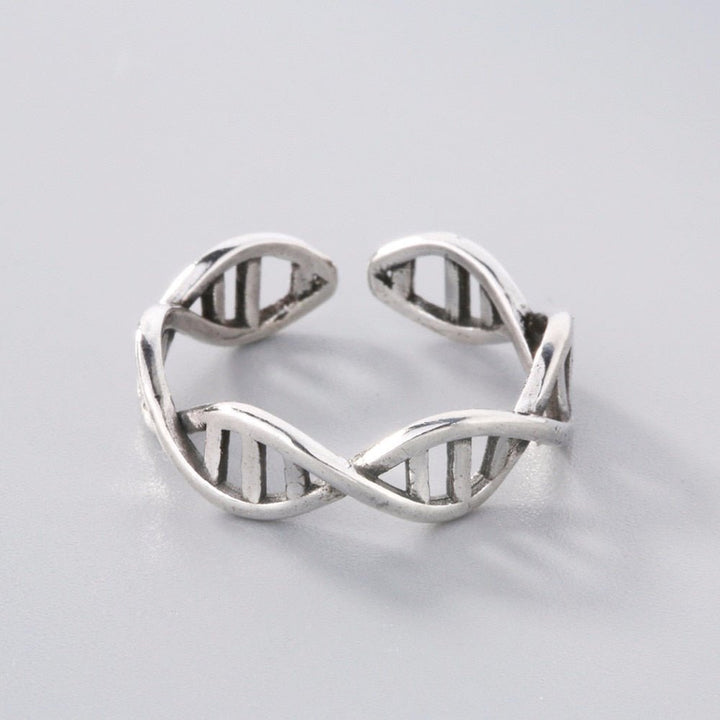 DNA Double Helix Silver Ring