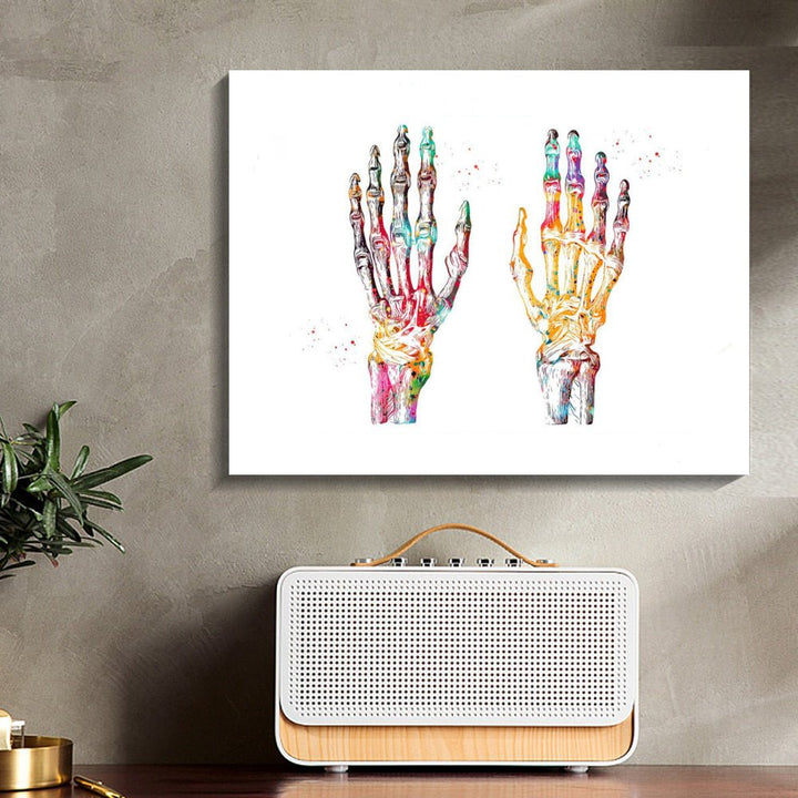 Skeleton Hand Phalanx Bones 100% Cotton Canvas Watercolour Print