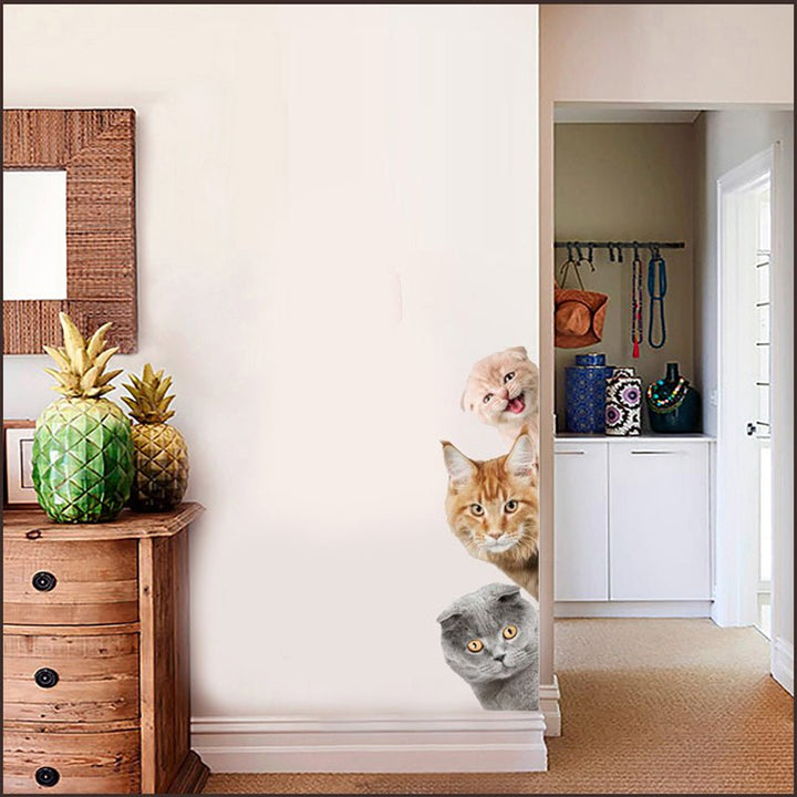 Three Cat Veterinary Wall Decal - a charming and playful wall sticker featuring three cute cats, ideal for enhancing the décor of veterinary clinics, animal shelters, or pet lovers' spaces.