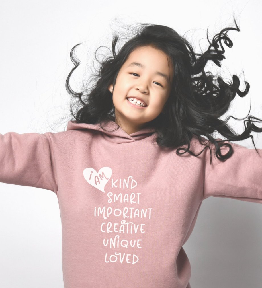 Positive Affirmations Children's Hoodie – A cozy hoodie designed for kids, featuring uplifting and empowering affirmations to inspire confidence and positivity. Perfect for everyday wear or as a thoughtful gift for young ones.