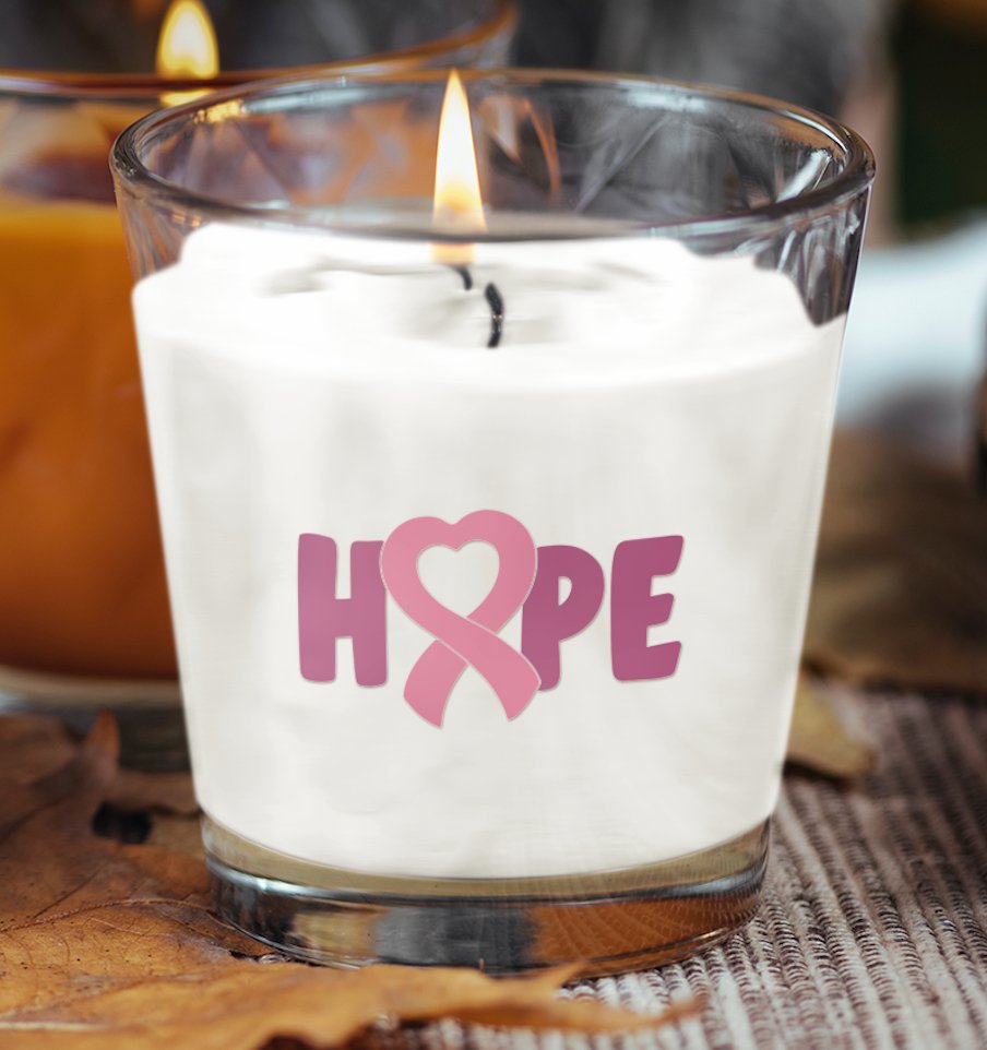 Breast Cancer Faith Hope and Love Scented Pink Ribbon Candles