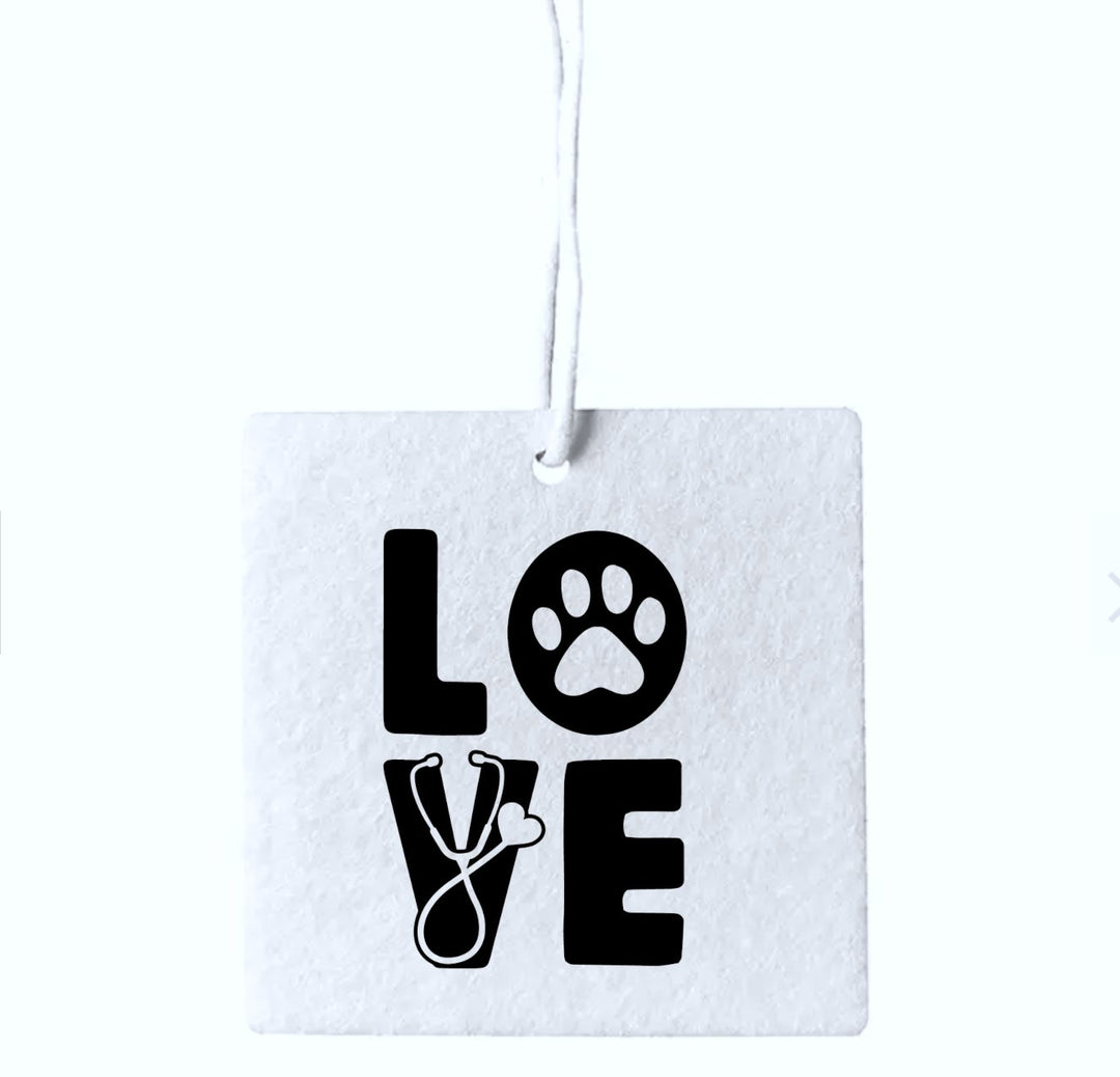 Love Paws air freshener pack of 3, featuring fun pet-themed designs to freshen up any space.